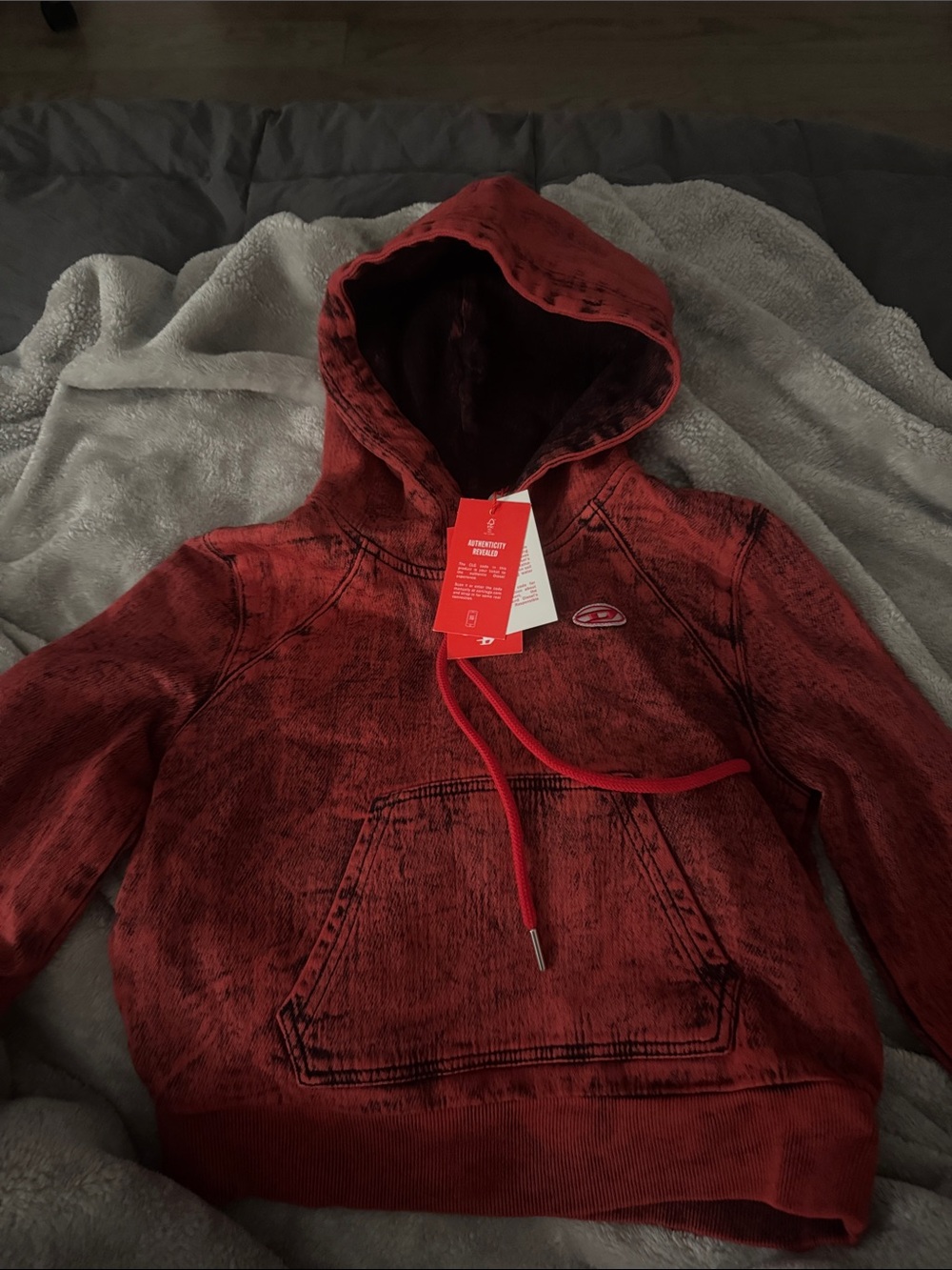 Diesel crimson red pullover hoodie with tags